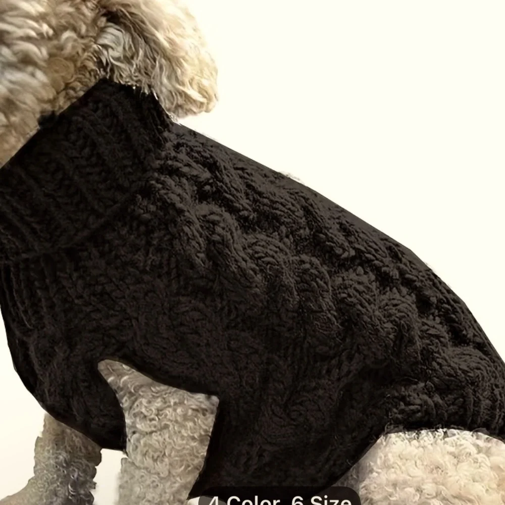 Warm Black Cable Dog Sweater